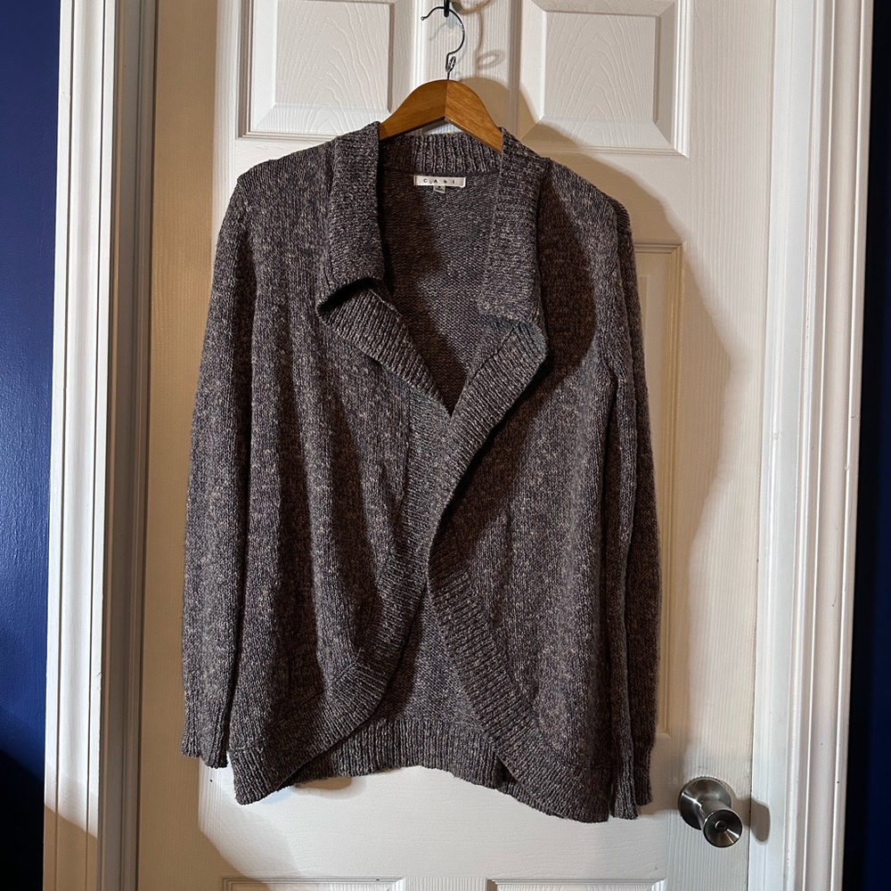 CAbi Swear By Sweater Small Marled Open Cardigan Style 880 Brown 100% cotton.